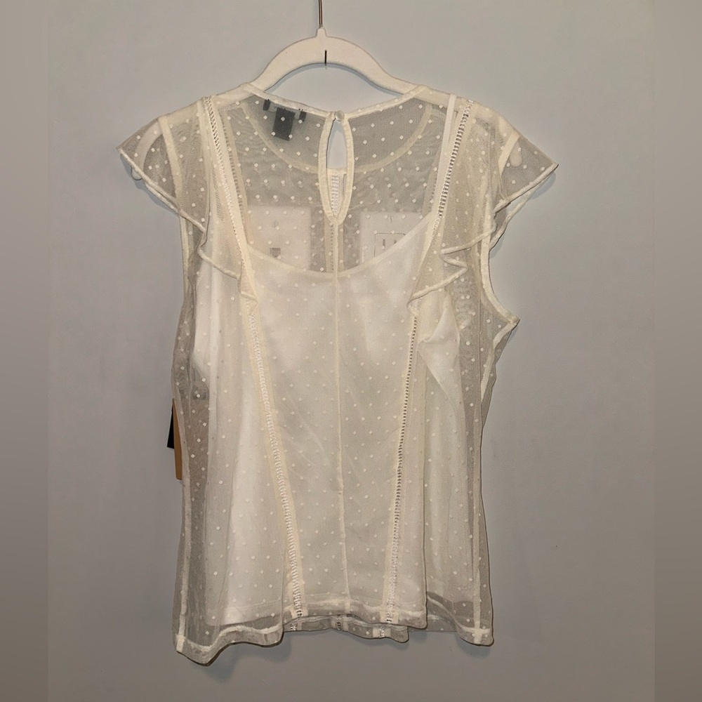 Halogen Ivory Sheer Ruffle Top - Picture 2 of 4